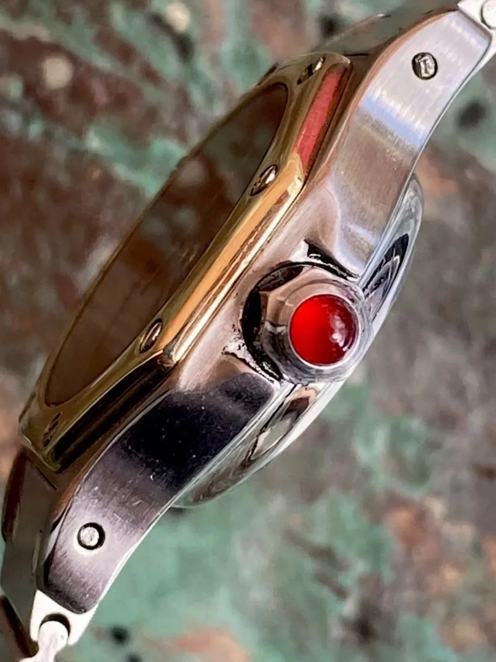 Cartier Santos Octagon Burgundy 18k SS SM 24mm automatic